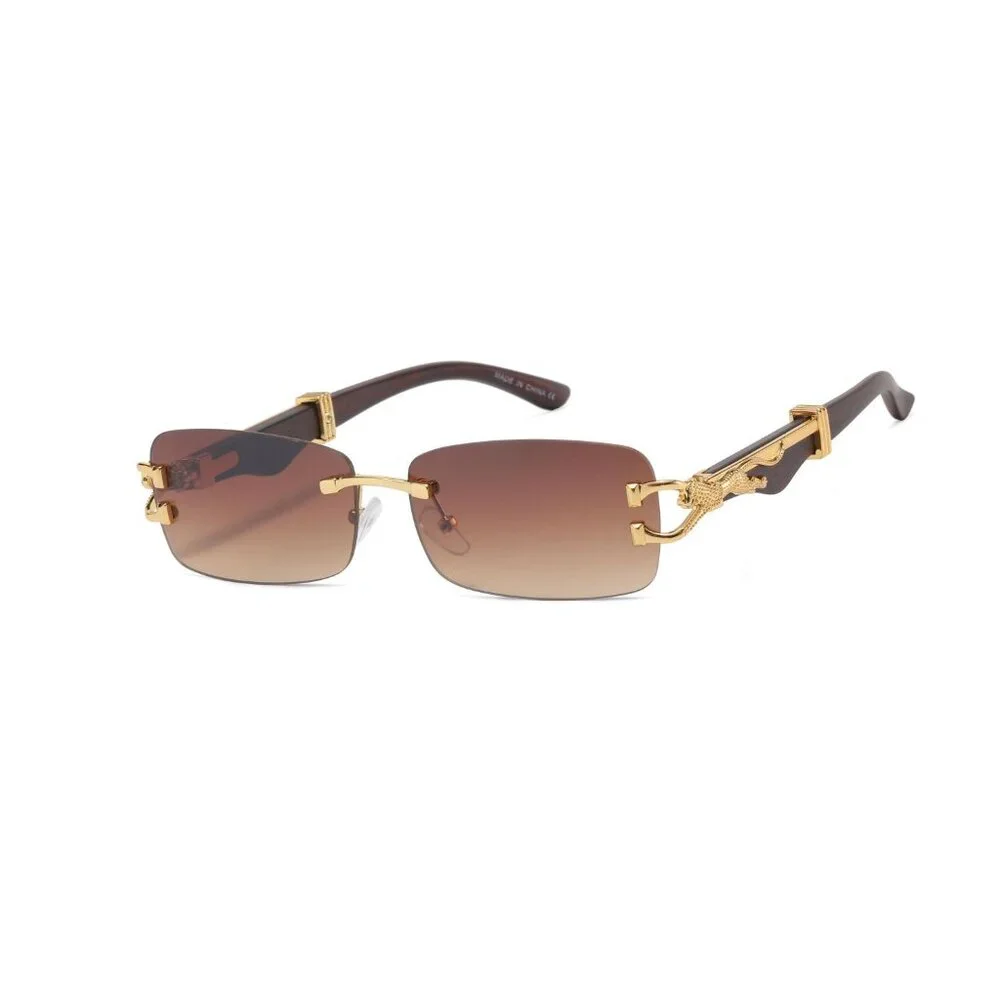 Men Sunglasses Brown Lens Retro Classic Luxury Retro Shades Gold‎ Metal Lentes